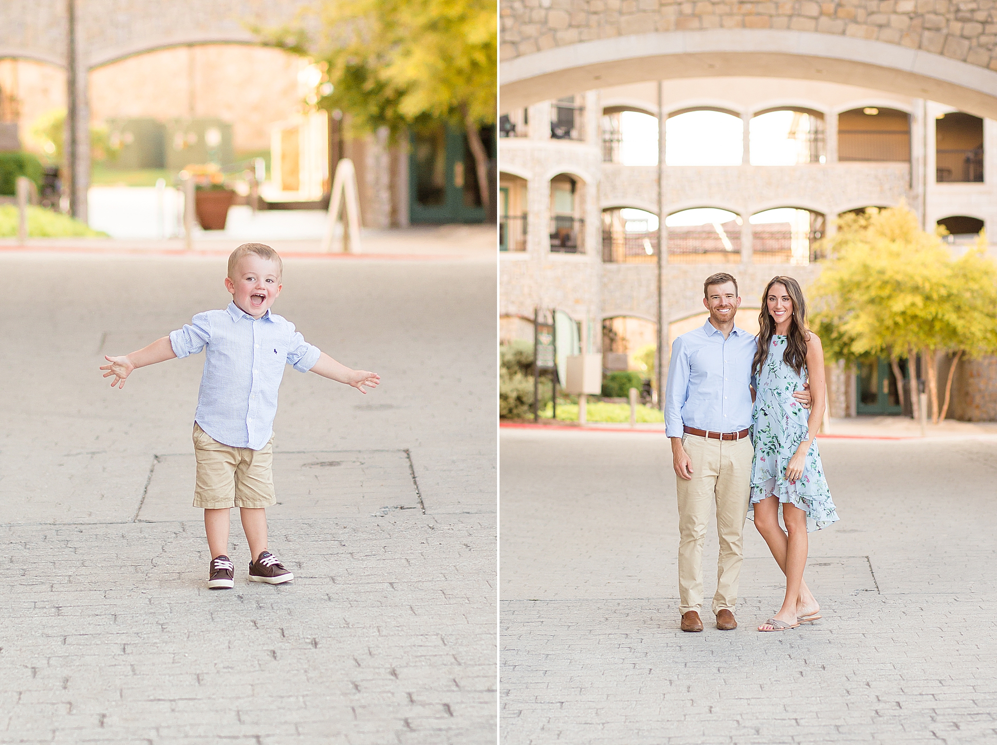 toddler shows off during McKinney family portraits