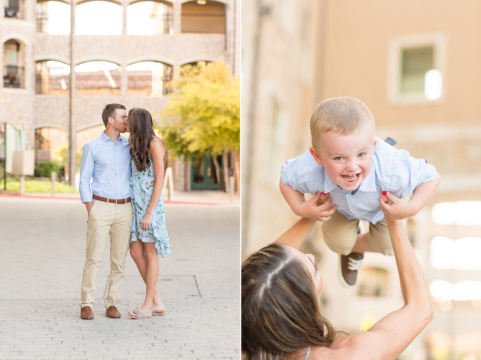 mom plays with son during McKinney family portraits