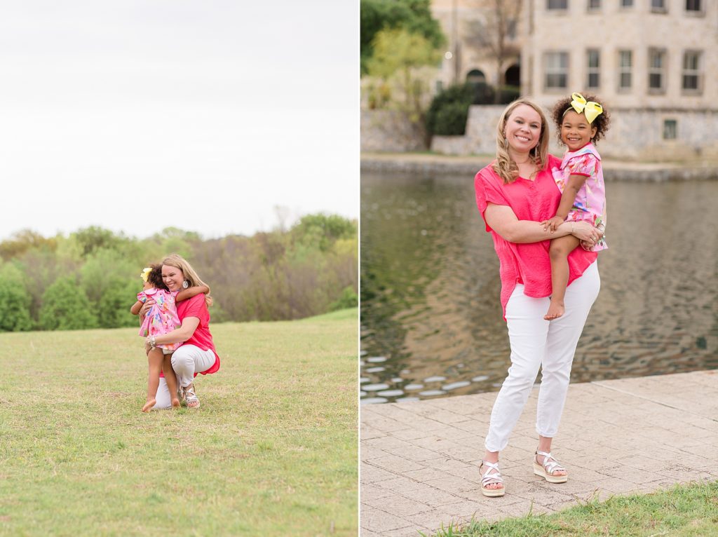 mom and daughter pose together for mommy and me session with Wisp + Willow Photography Co.