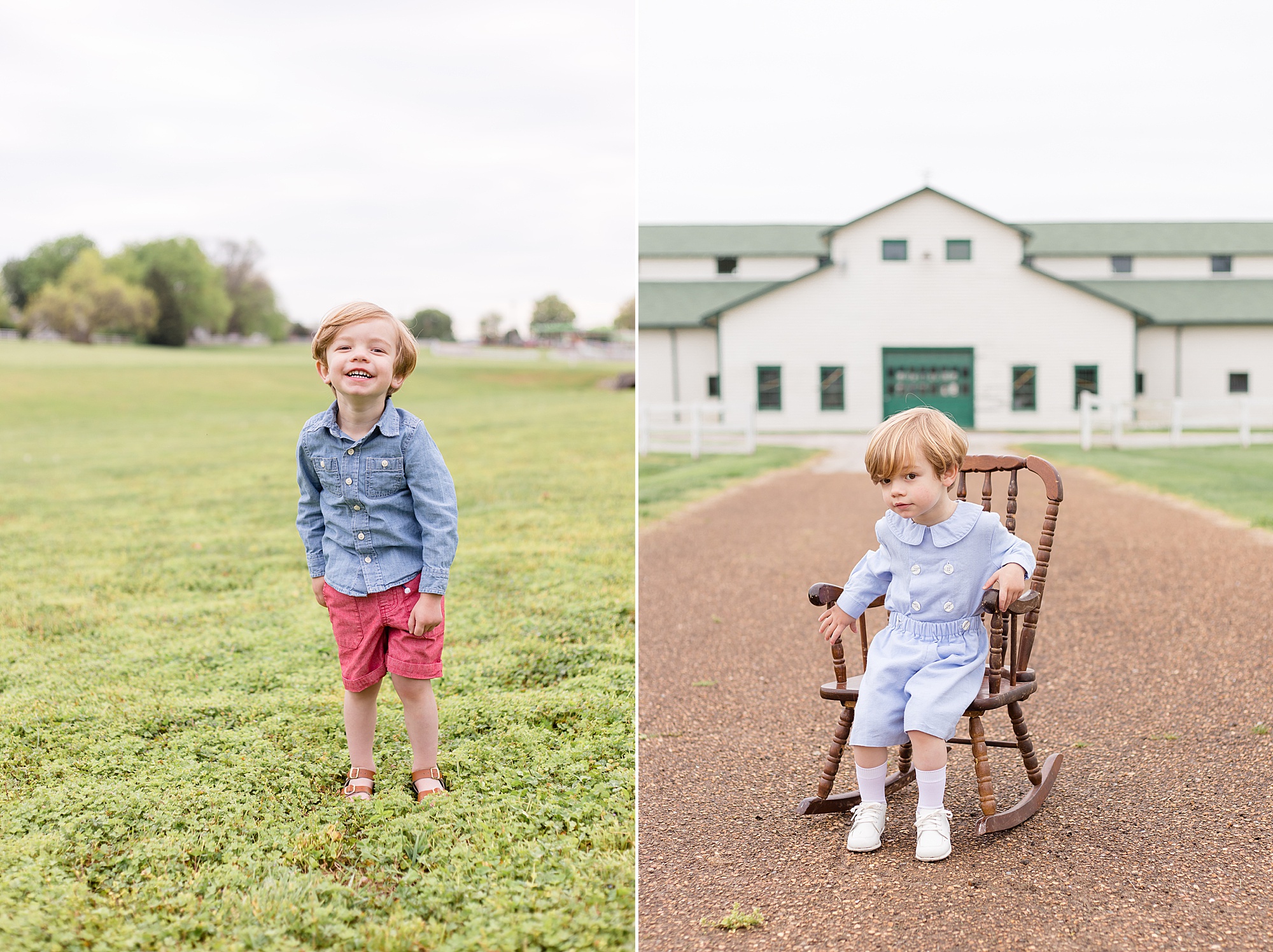 Boy poses for pictures during family portrait session at Harlinsdale Farm in Franklin, TN with Franklin family photographer Wisp + Willow Photography Co. 