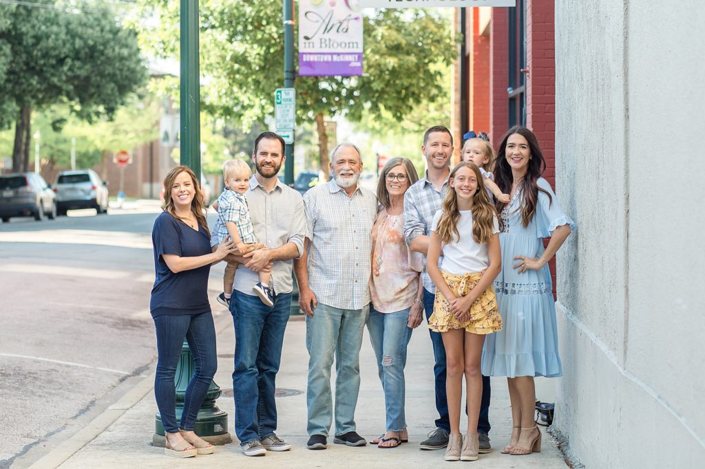 extended family session in Downtown McKinney with Wisp + Willow Photography Co. 