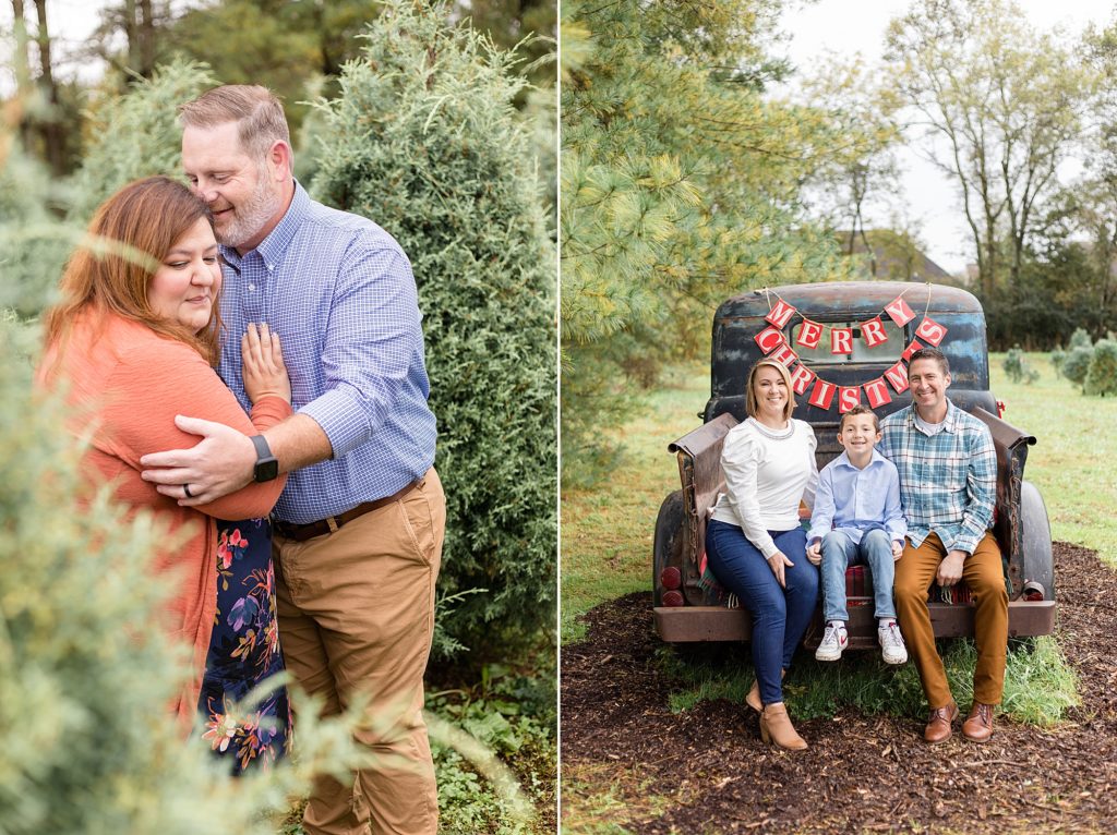 Nashville family photographer captures family portrait session on Christmas tree farm 