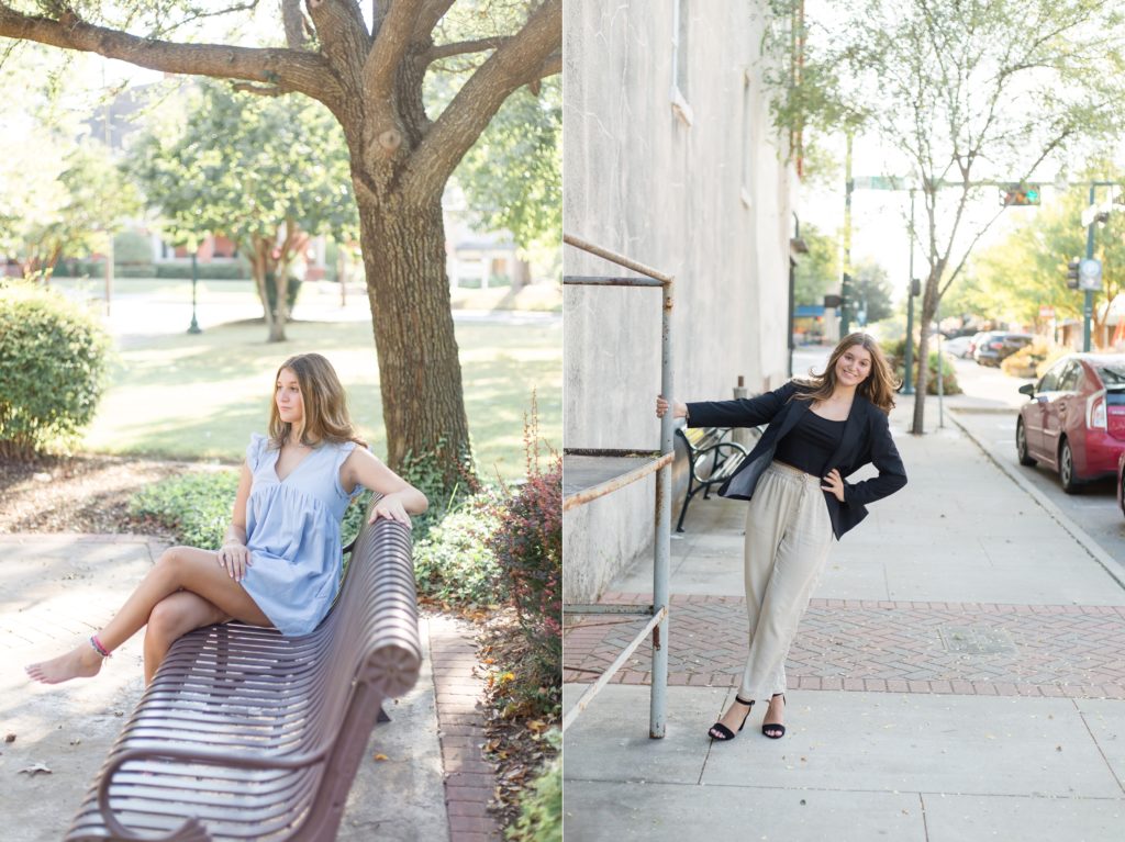 Senior portrait session with Wisp + Willow Photography Co. around the historic Downtown McKinney Square in the fall. She had 3 different outfits for our session. A sundress and business casual attire pictured here. She killed this session. Click to read more about her senior session!