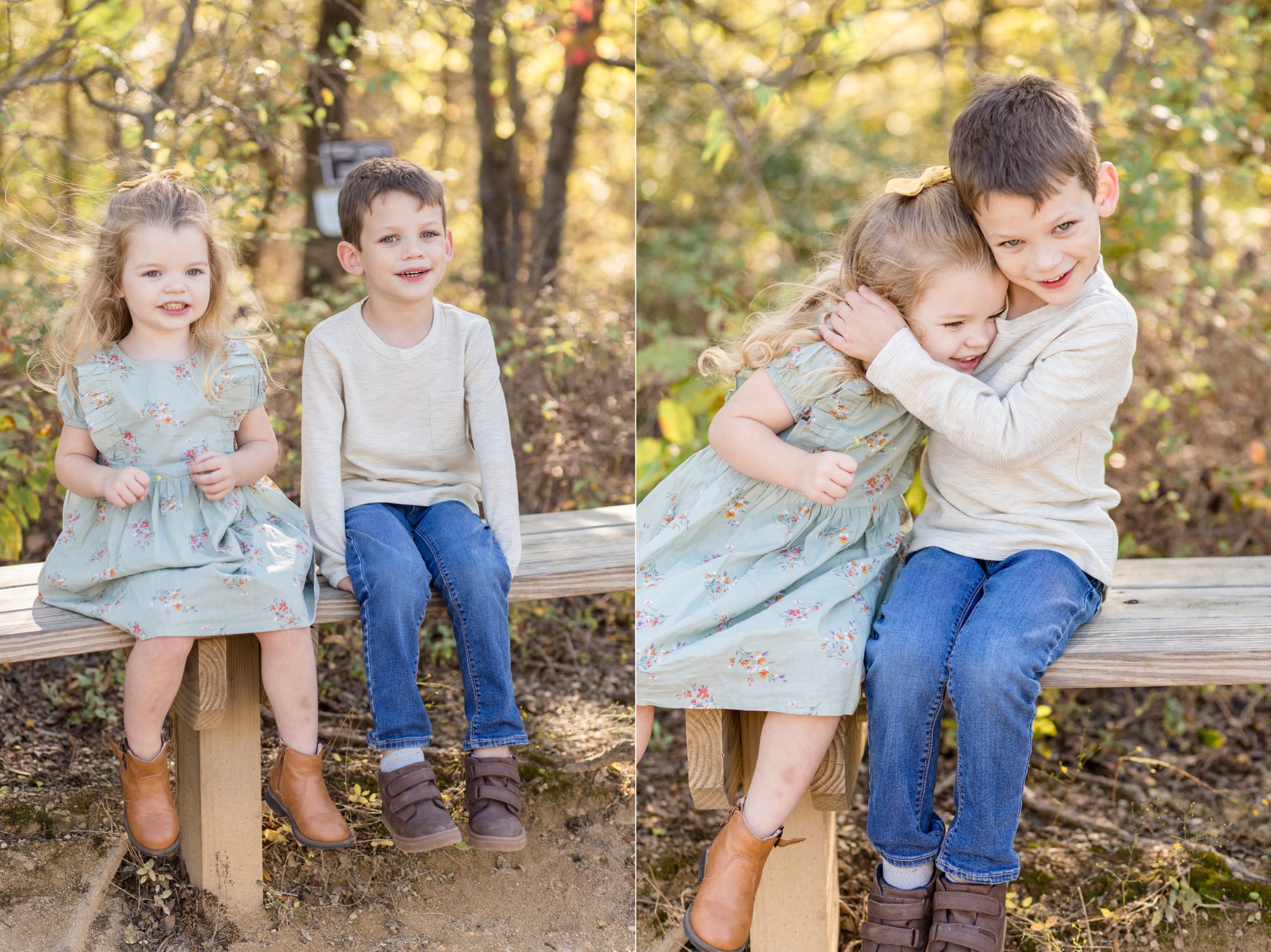 Siblings pose for family photos during portrait session with Plano family photographer Wisp + Willow Photography Co.