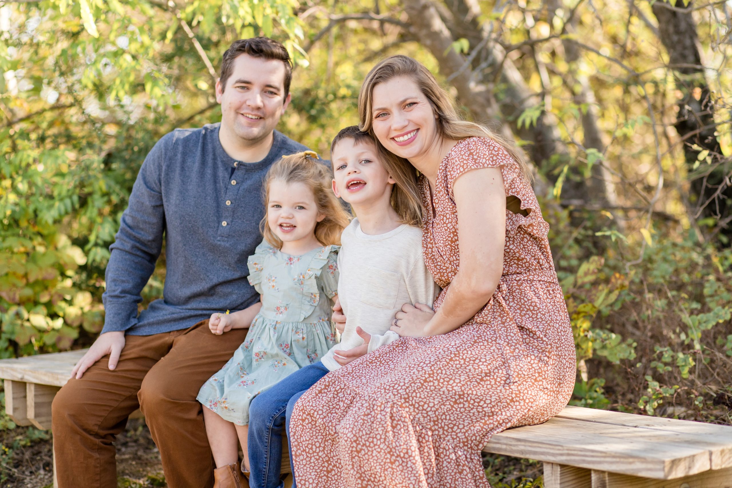 Family portraits in the fall at Arbor Hills Nature Preserve with Wisp + Willow Photography Co. 