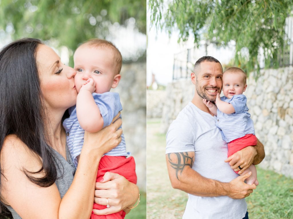 Mom and dad pose with son during family session with McKinney photographer Wisp + Willow Photography Co. 