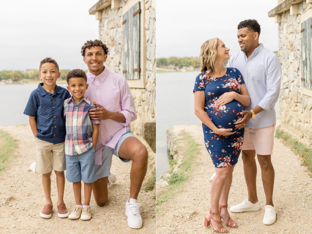 McKinney maternity photographer captures family and maternity session in the spring at Adriatica Village in McKinney