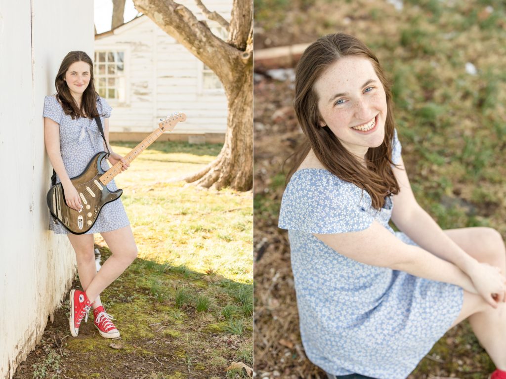 High school senior poses for portrait session on the farm in Franklin, TN with Wisp + Willow Photography Co. 