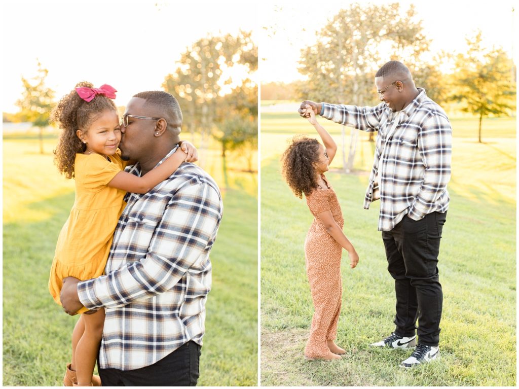 Dad poses with daughters during session with Franklin photographer Wisp + Willow Photography Co. 