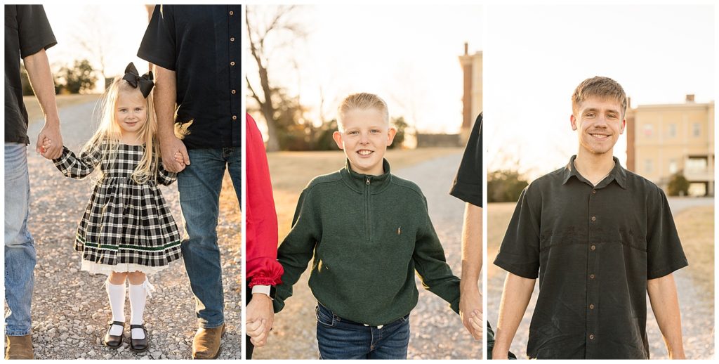 Wisp + Willow Photography Co. captures each individual kid during family portrait session at Clover Bottom Mansion.