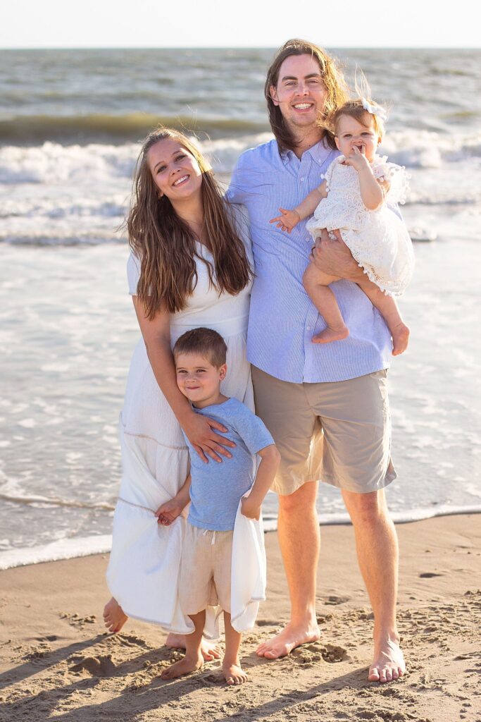 Raleigh family photography captured by Raleigh family photographer, Wisp + Willow Photography Co. on the beach.