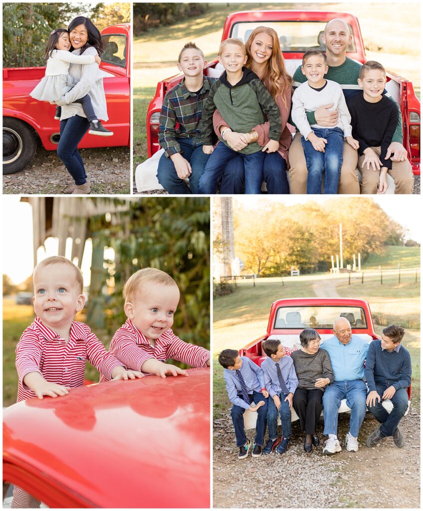Red Truck Christmas Mini Sessions are perfect for the holiday season!  Get updated family pictures for your walls and Christmas card.  See more Christmas Mini inspiration on the blog today!